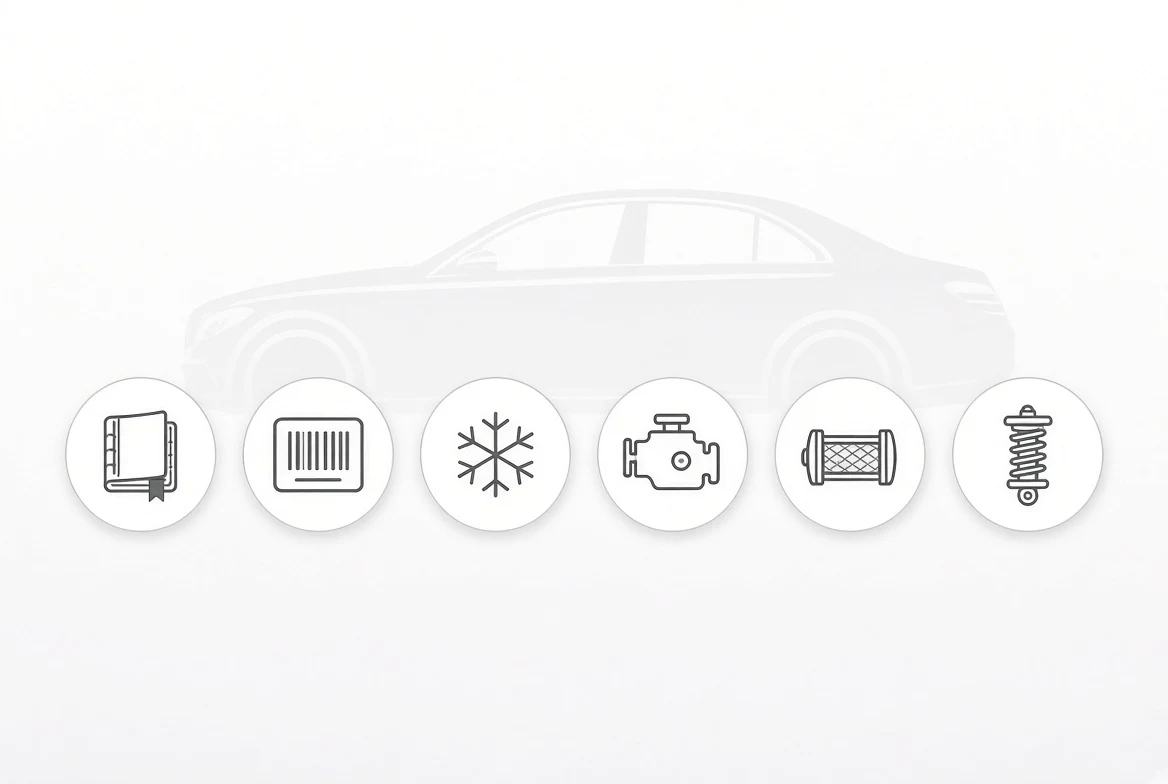 Mercedes-Benz C-Class W205 buyer checklist icons
